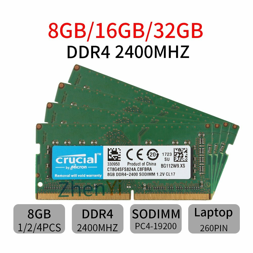 Crucial 32GB 16GB 8GB DDR4 2400Mhz PC4-19200 260Pin Laptop SODIMM