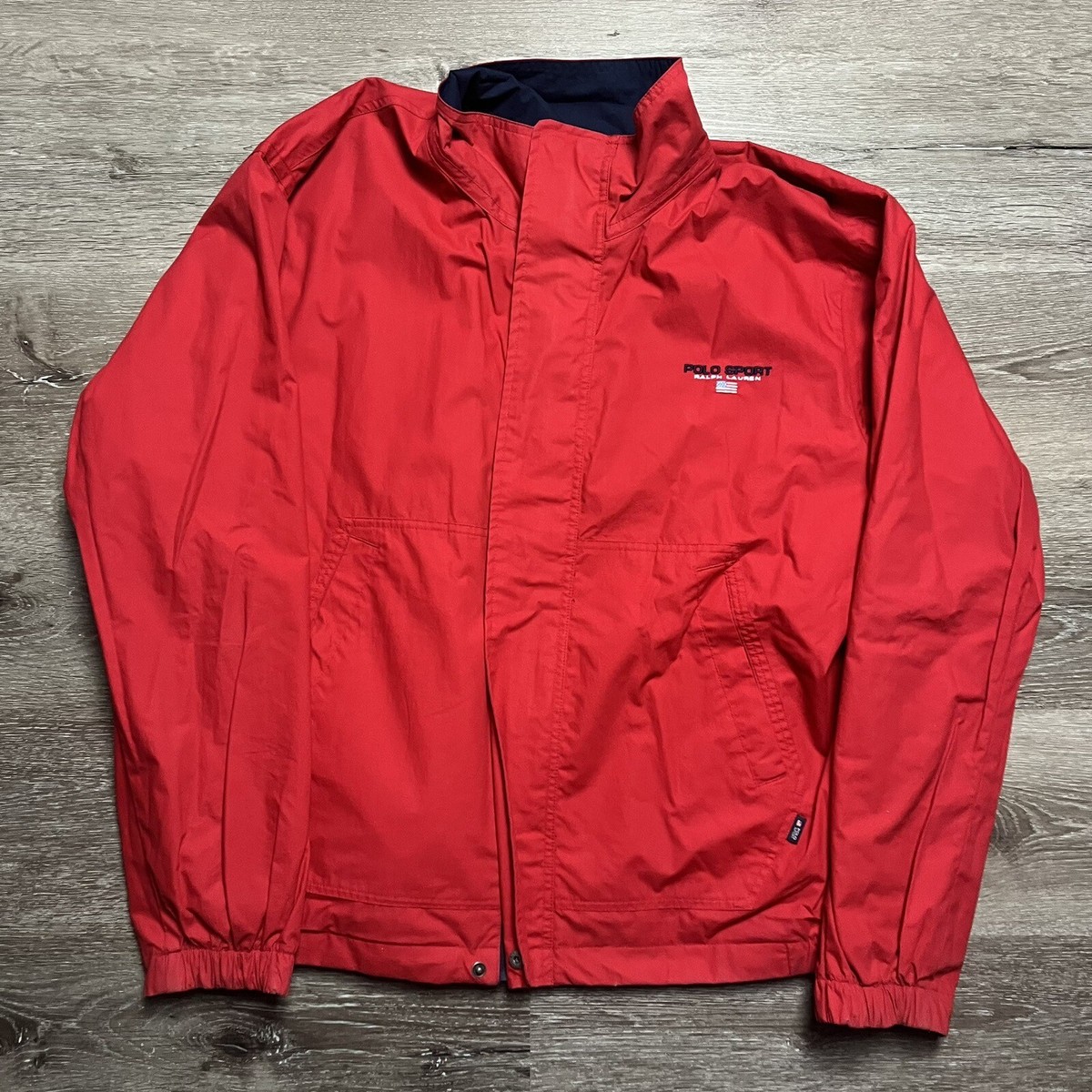 Vintage Polo Sport Ralph Lauren Reversible Cotton Jacket XL Navy