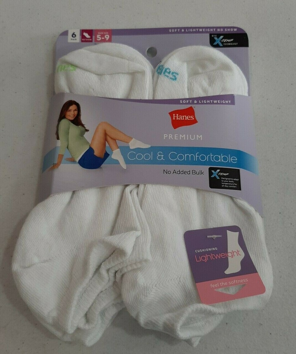 Hanes Premium Women's 6 Pair Cool & Comfortable No Show Socks Size
