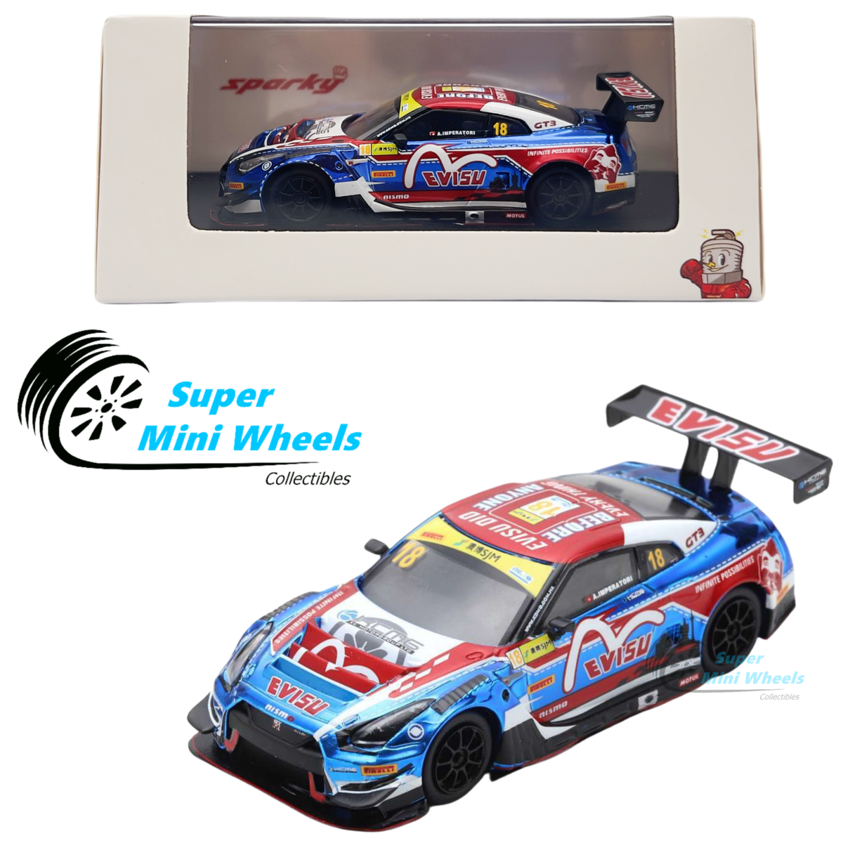 Sparky 1:64 NISSAN GT-R NISMO GT-R GT3 NO.18 KCMG 10TH FIA GT
