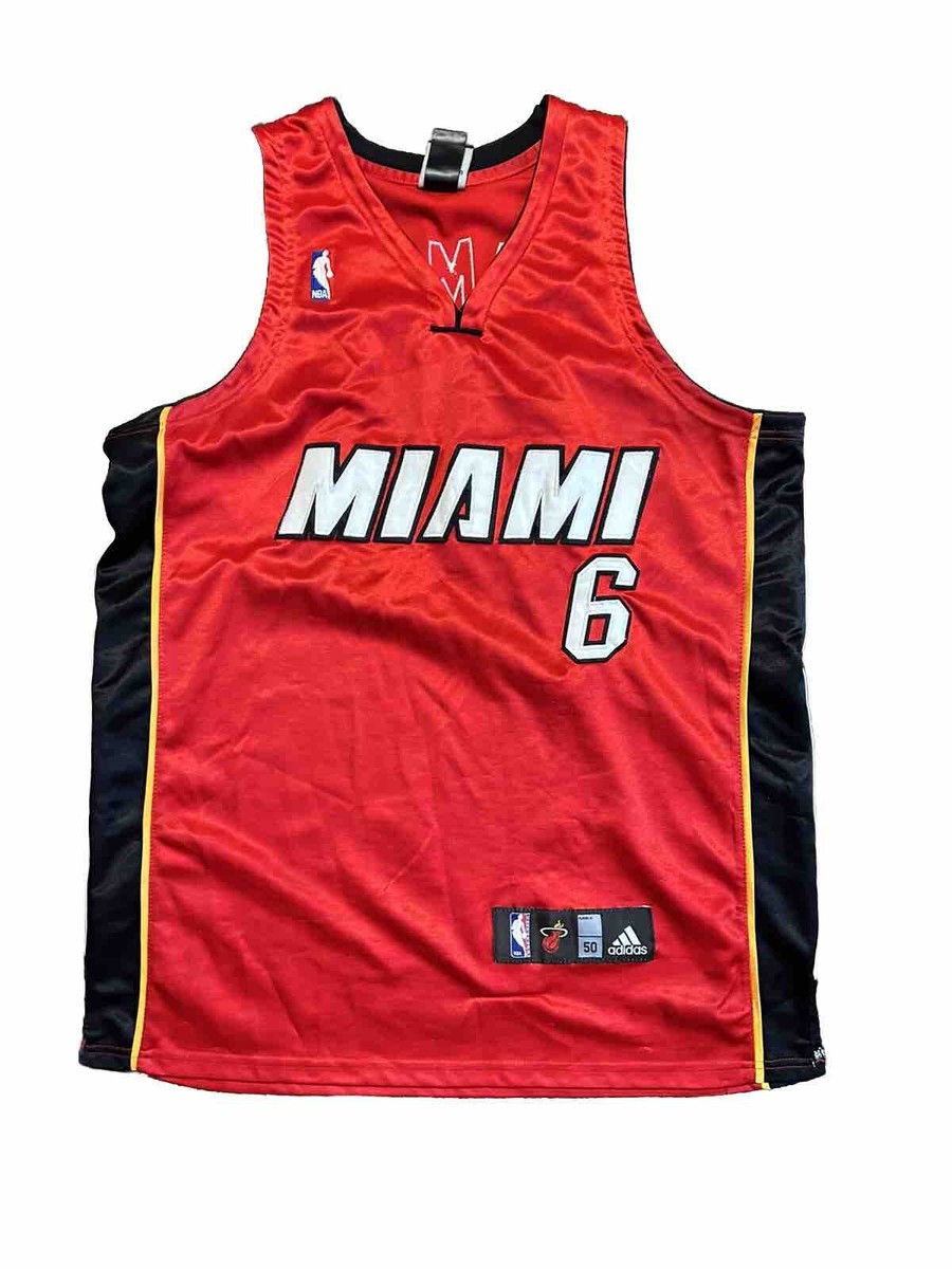 Adidas NBA Miami Heat Authentic Lebron James 6 Jersey Red Size 50