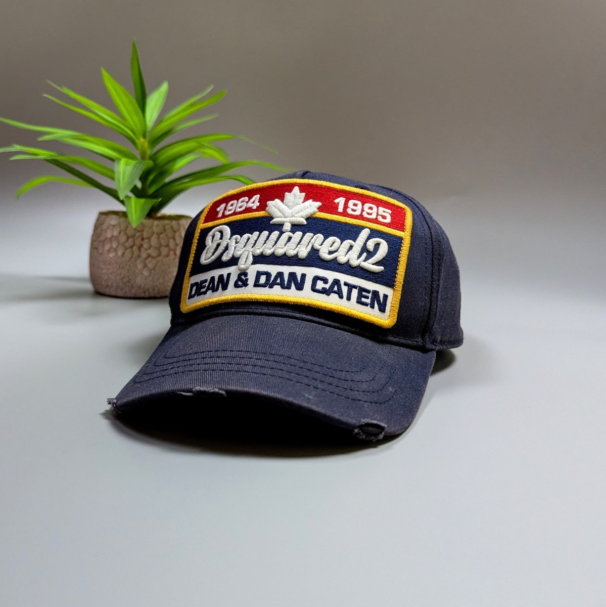 Dsquared2 Iconic Oversized Patch Twin Baseball Cap Dark Blue