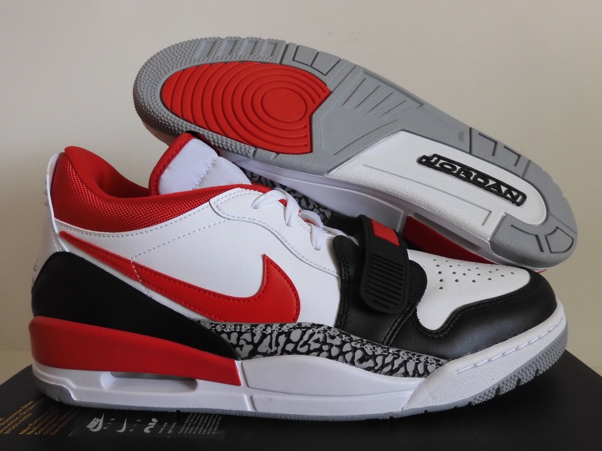 NIKE AIR JORDAN LEGACY 312 LOW WHITE-FIRE RED-BLACK-WOLF GREY SZ
