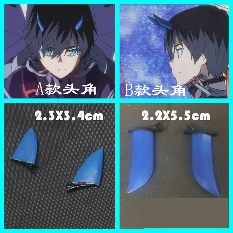 1 Pair DARLING in the FRANXX Code 016 Hiro Horns Hairpins Headwear