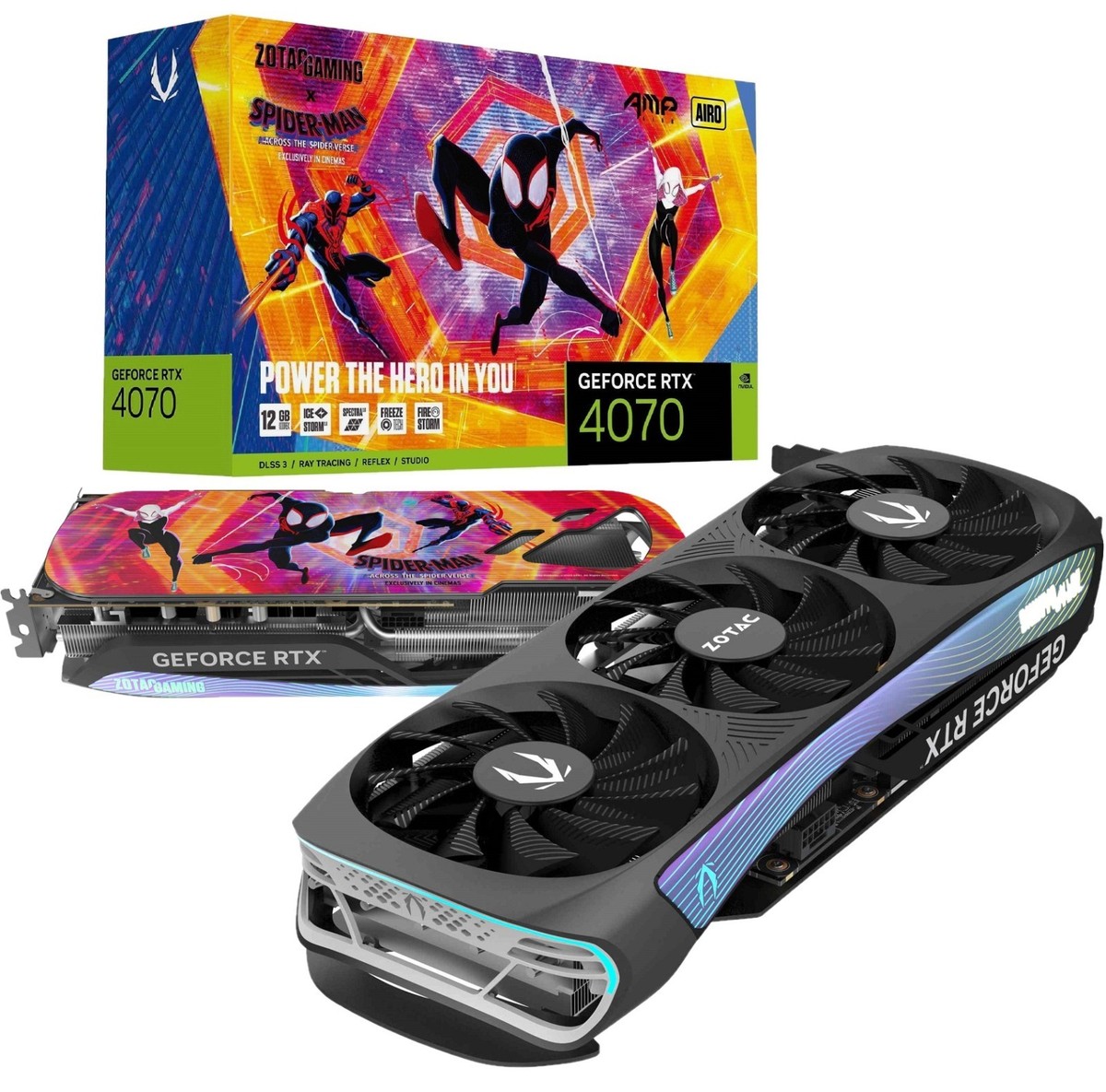ZOTAC NVIDIA GeForce RTX 4070 GAMING AMP AIRO GPU Spiderman Bundle