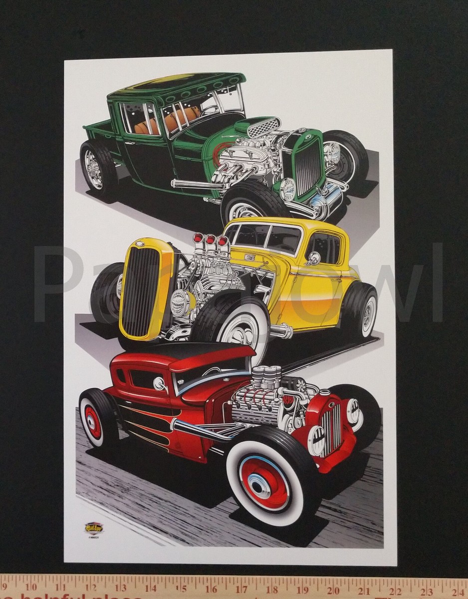 5 Old School Hot Rod Art Print Posters All Frameable 11