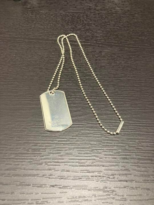 Secondhand Gucci Dog Tag Chain Plate Necklace Silver 925 Used | eBay