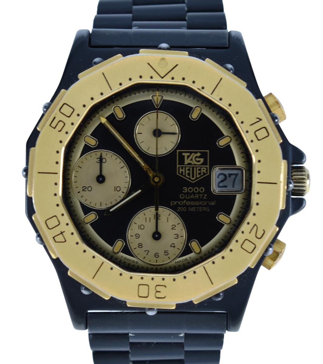 RARE Men's 38mm Tag Heuer 236.006 Series 3000 Black/ Gold PVD