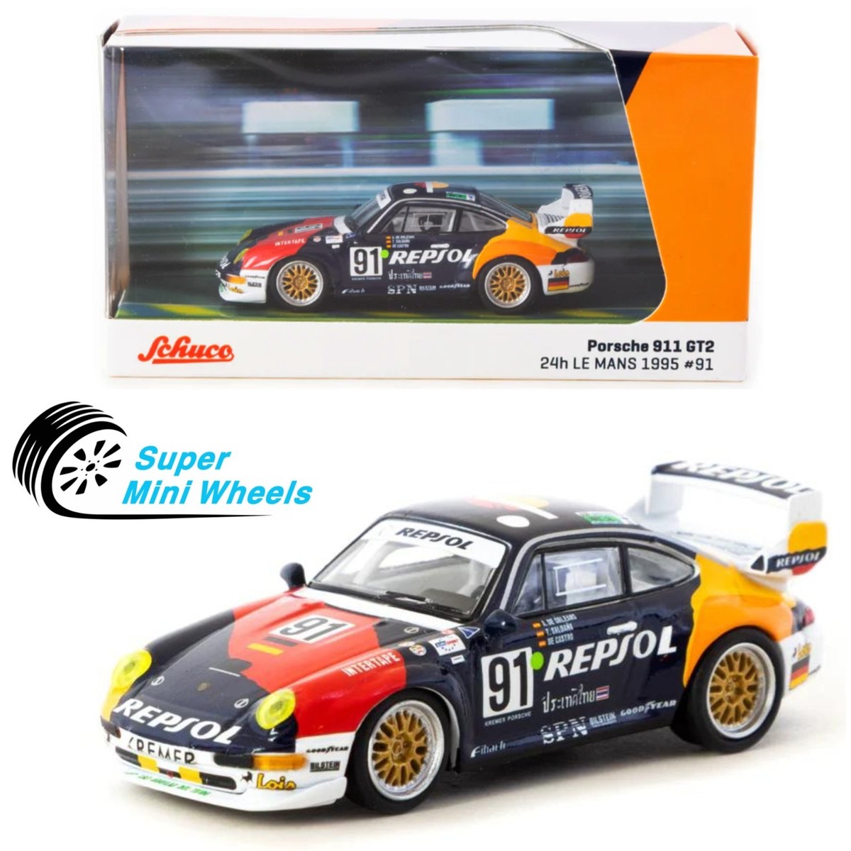 Tarmac Works x Schuco 1:64 Porsche 911 GT2 24h LE MANS 1995 #91 | eBay