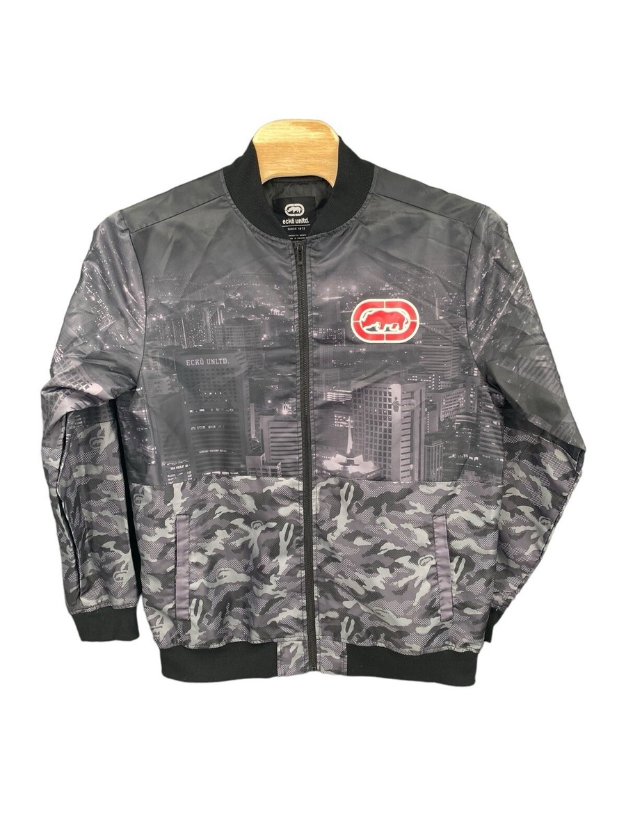 Ecko Unlimited Rhino New York Skyline Top Camo Bottom Jacket Men's