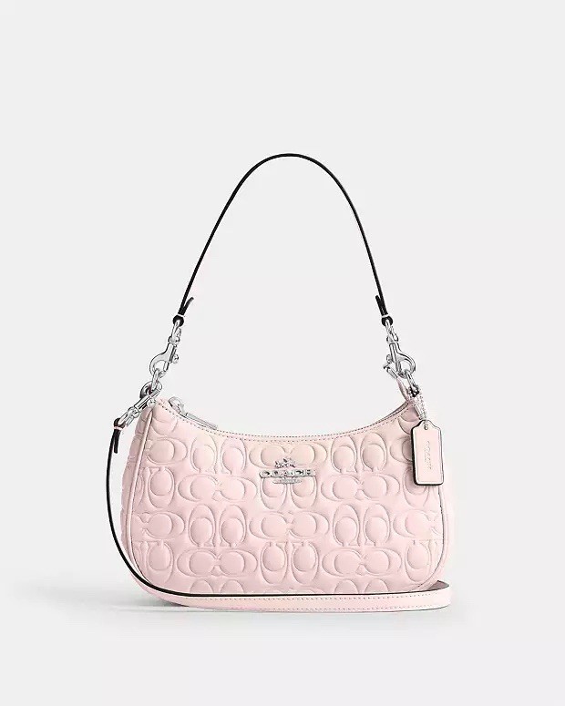 Coach Teri Shoulder Bag In Signature Leather CY774 In Silver Blush