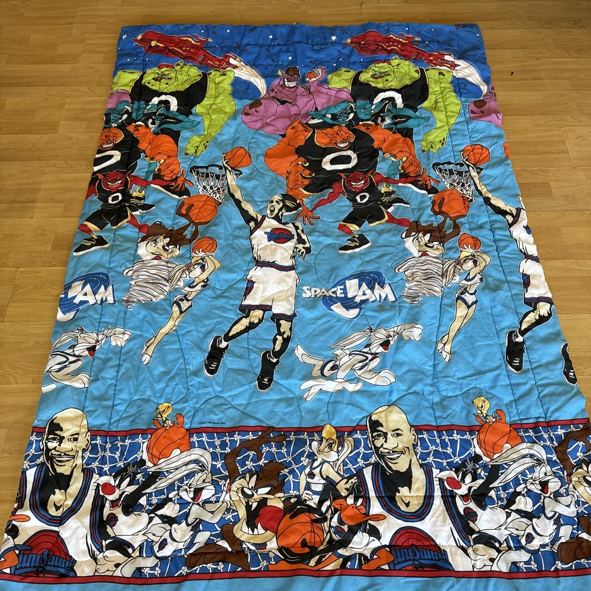 Vintage 1996 Space Jam Movie Looney Tunes Twin Comforter Blanket