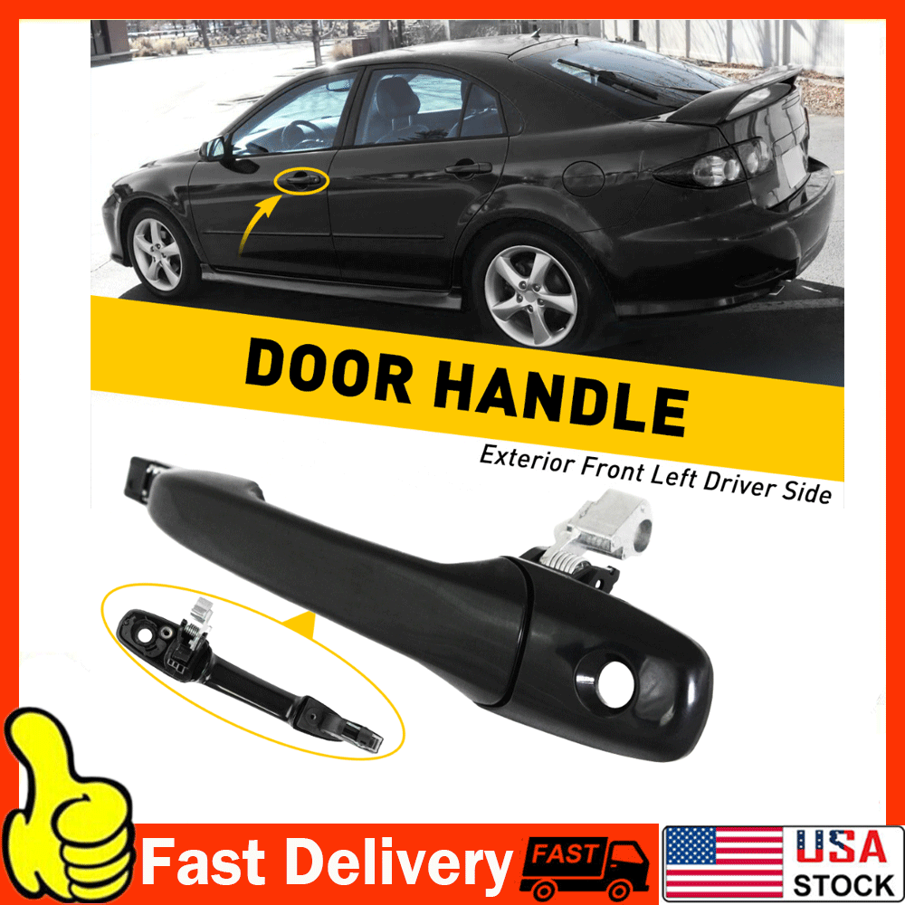 Door Handle Outside Smooth Black Front Driver Side for Mazda 04-17