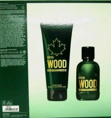 DSQUARED2 GREEN WOOD 2 PCS GIFT SET MEN EDT 3.4 Oz, BATH & SHOWER