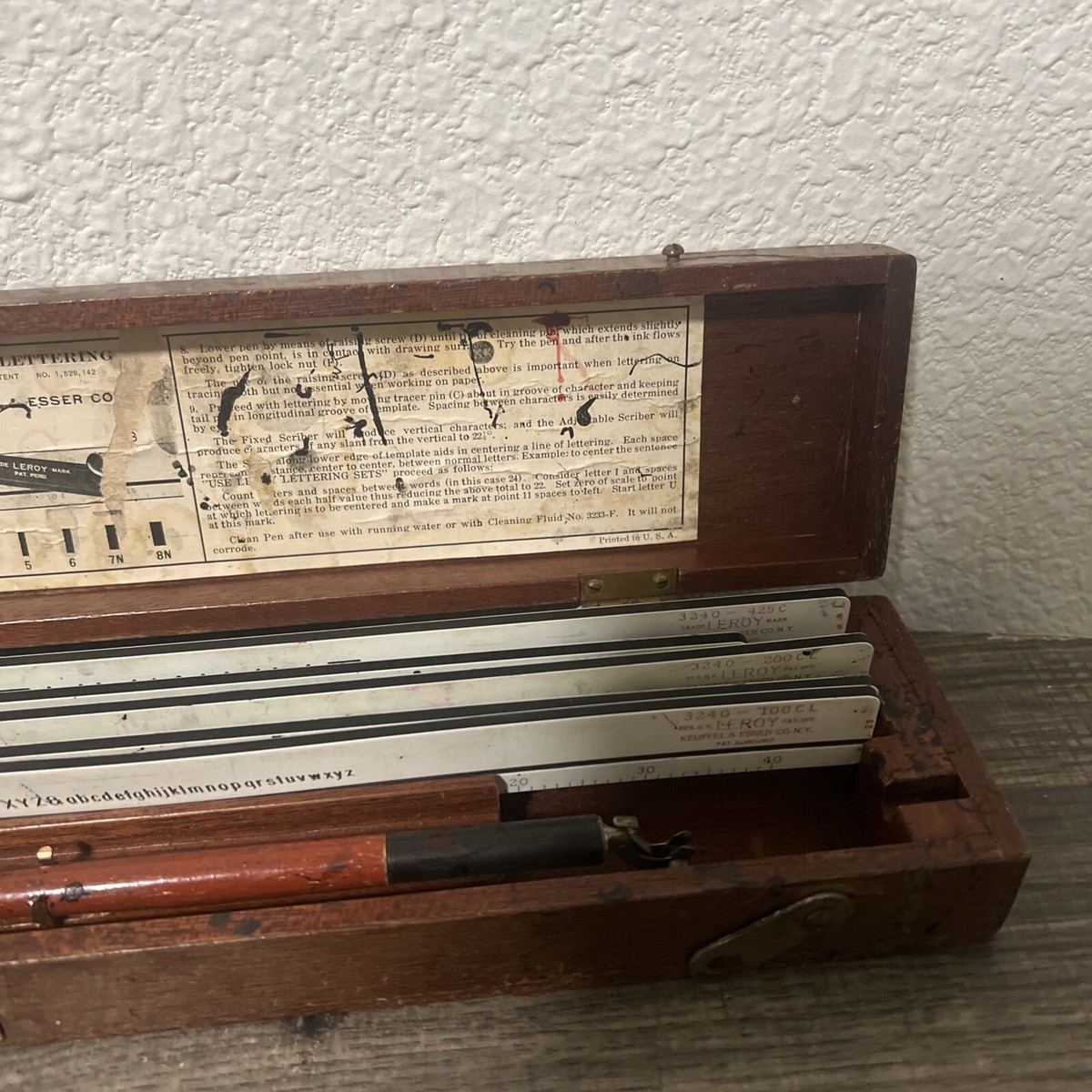 Vintage Keuffel & Esser Leroy Lettering Set with Wood Case | eBay