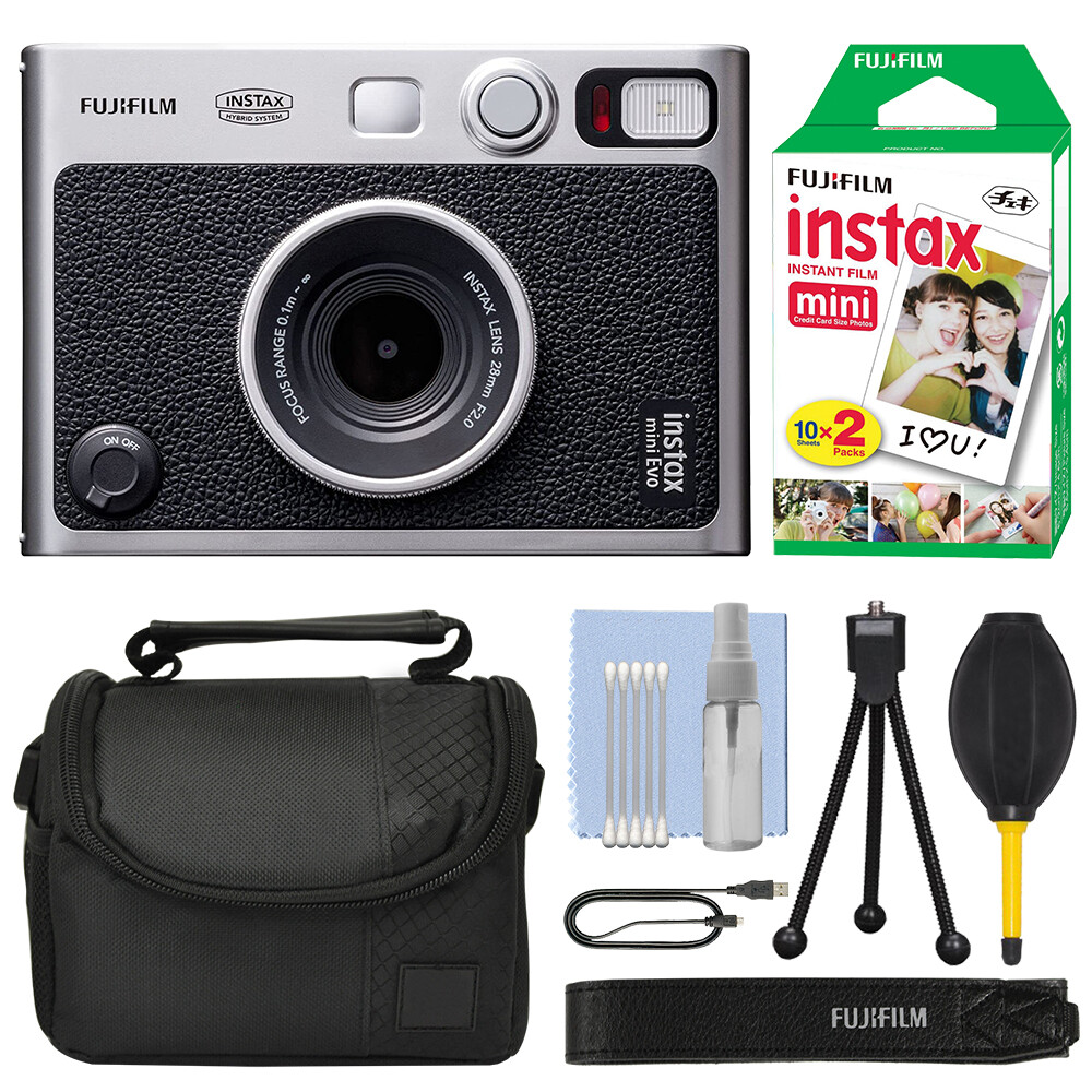FUJIFILM INSTAX MINI EVO Hybrid Instant Camera Black + 20 Film