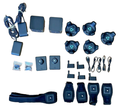 5 Htc Vive Tracker 2.0 with straps+2 1.0 base stations VRchat Full