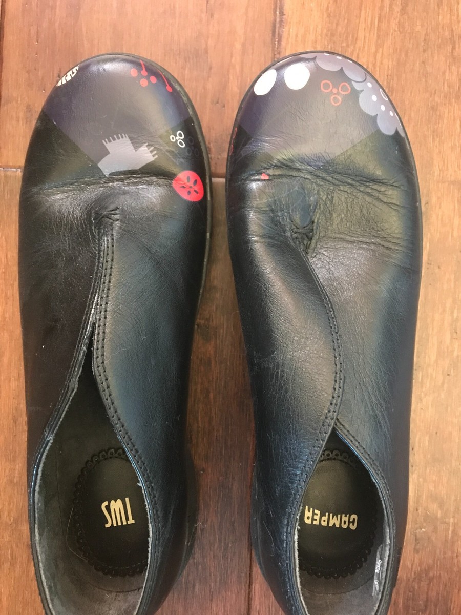 Camper TWS Twins Shoes, Black Flower Power, Excellent Condition US