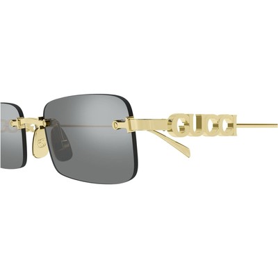 GUCCI GG1808S 003 Gold Grey Silver Flash Mirror Rimless Sunglasses