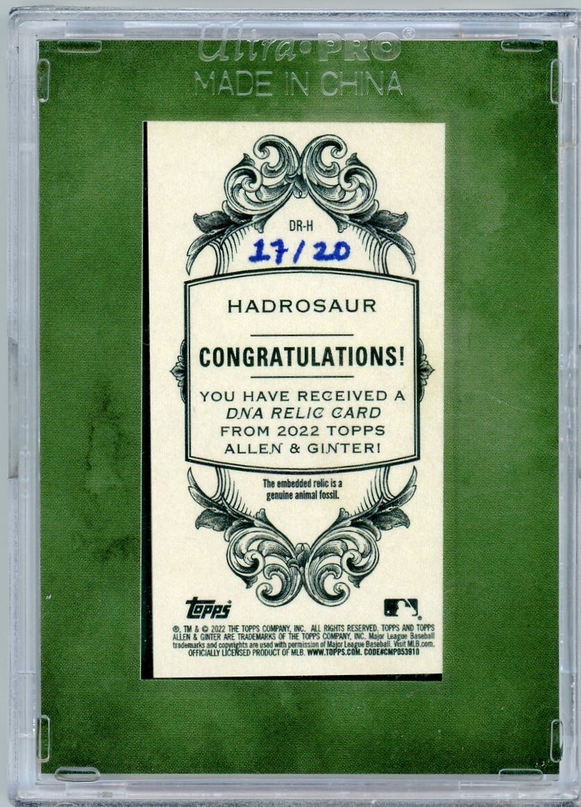HADROSAUR 2020 Topps Allen & Ginter DNA Dinosaur Bone Relic #DR-H