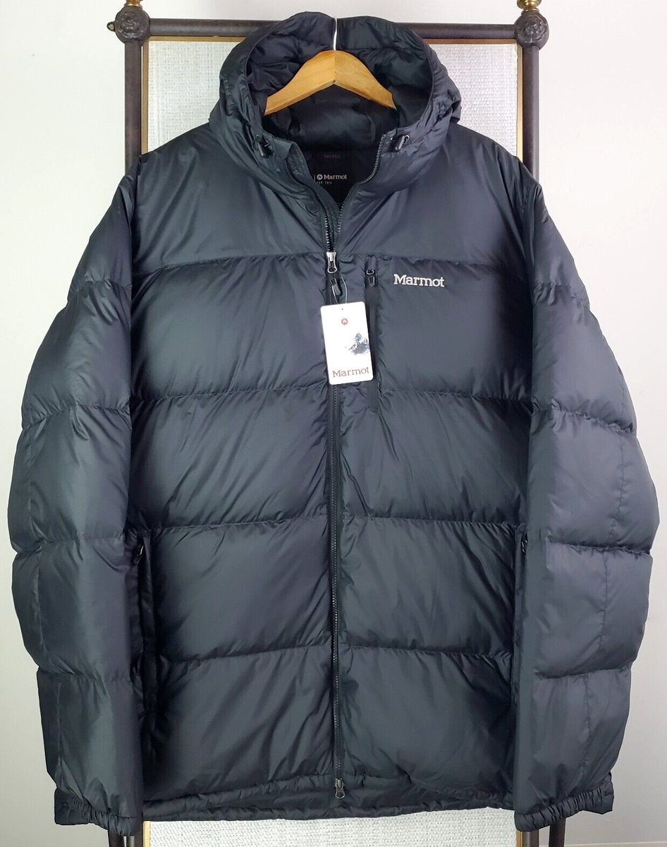 NEW $300 MARMOT Size 4XLT Mens Jacket 700 Duck Down Hooded Black