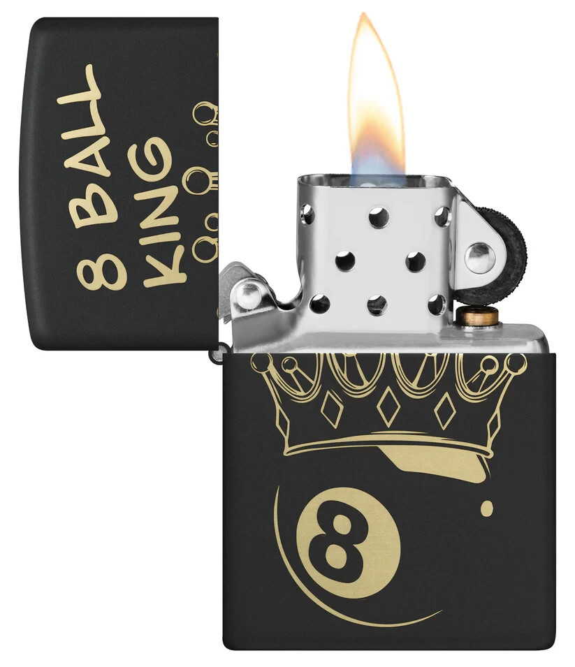 Zippo 46291, Billiards-8 Ball King Design, Black Matte Lighter