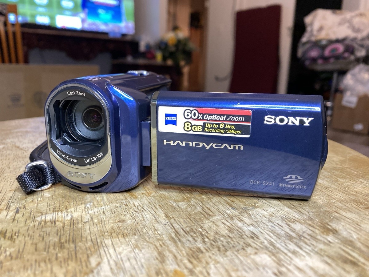 SONY Handycam DCR-SX41 Blue Camcorder 60xOptical Zoom TESTED Works