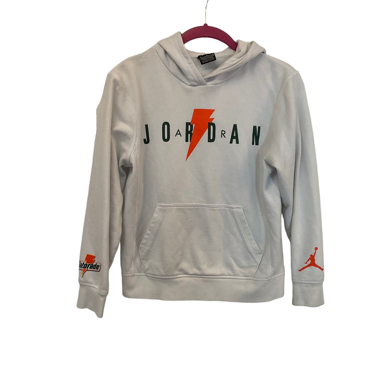 Nike Air Jordan Gatorade Hoodie White Youth Size Medium Sweatshirt