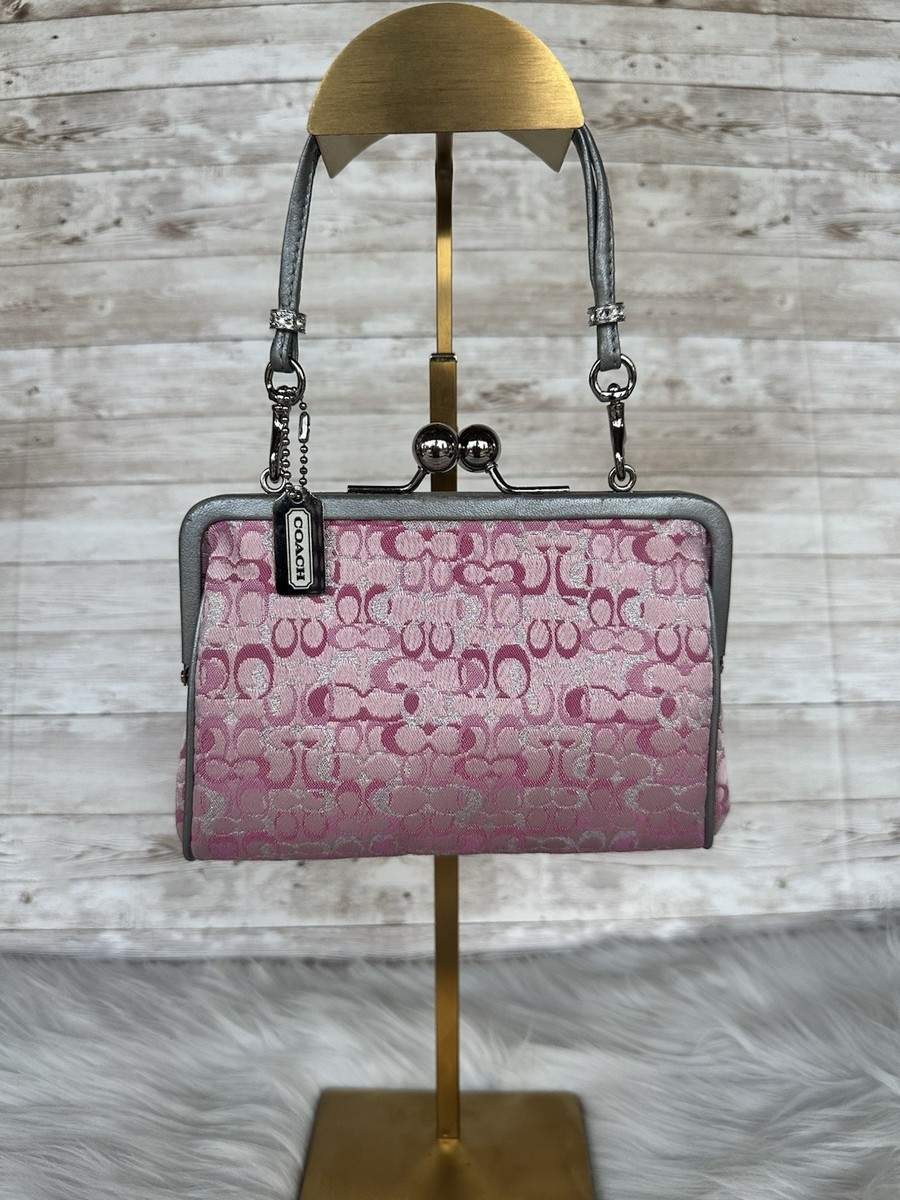 Coach Pink Optic Lurex Jacquard Kisslock Frame Pouch 8948 Limited