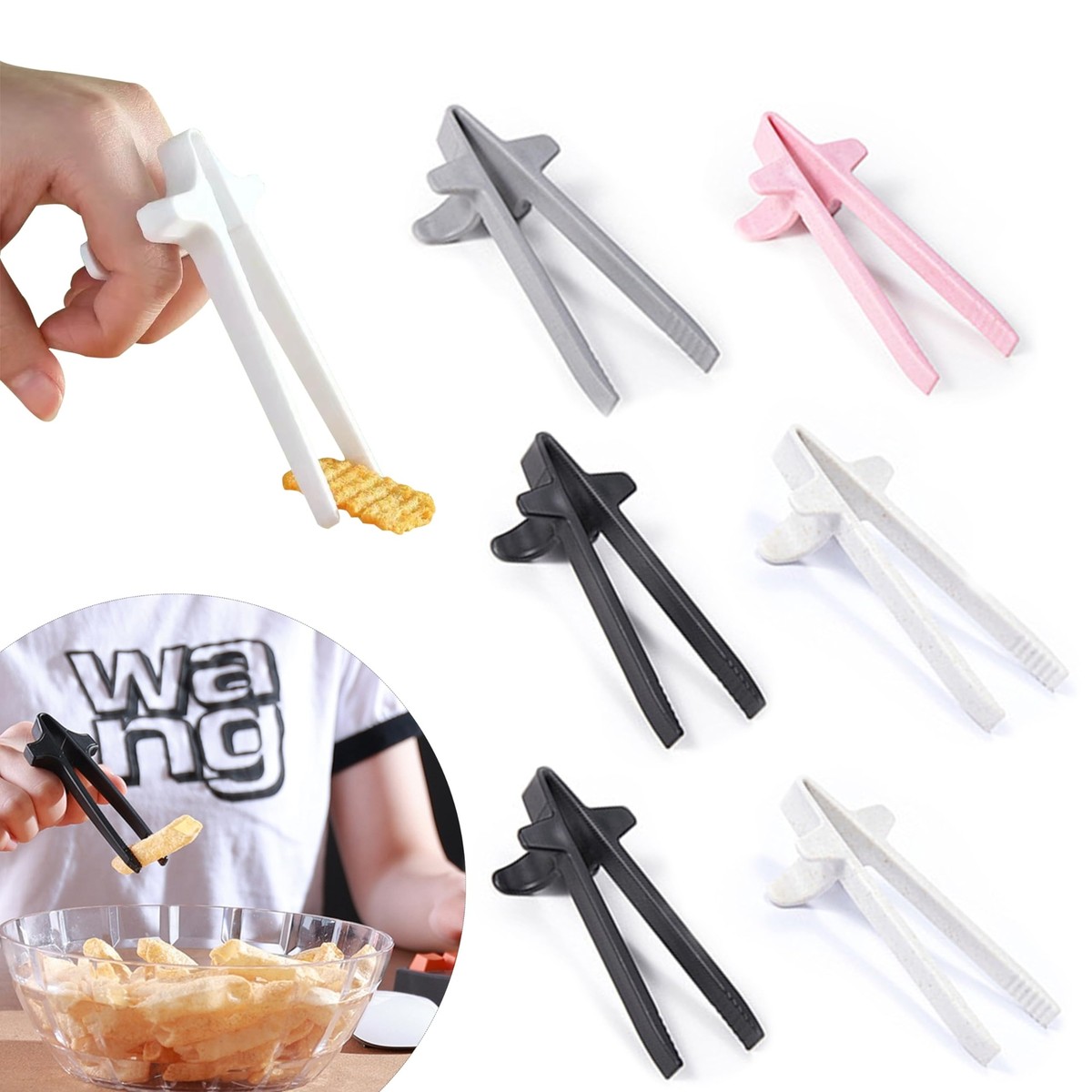 6 Pack Gamer Snack Chopsticks Finger Chips Grabber Reusable