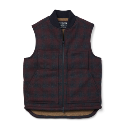 Filson Lined Mackinaw Wool Work Vest 21099228 Maroon Dark Coal