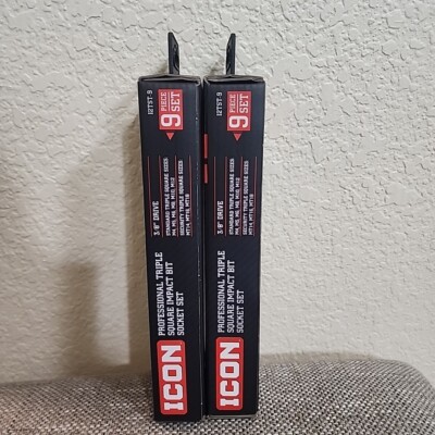 Icon 2 Sets Triple Square Impact Bit Socket Set 3/8