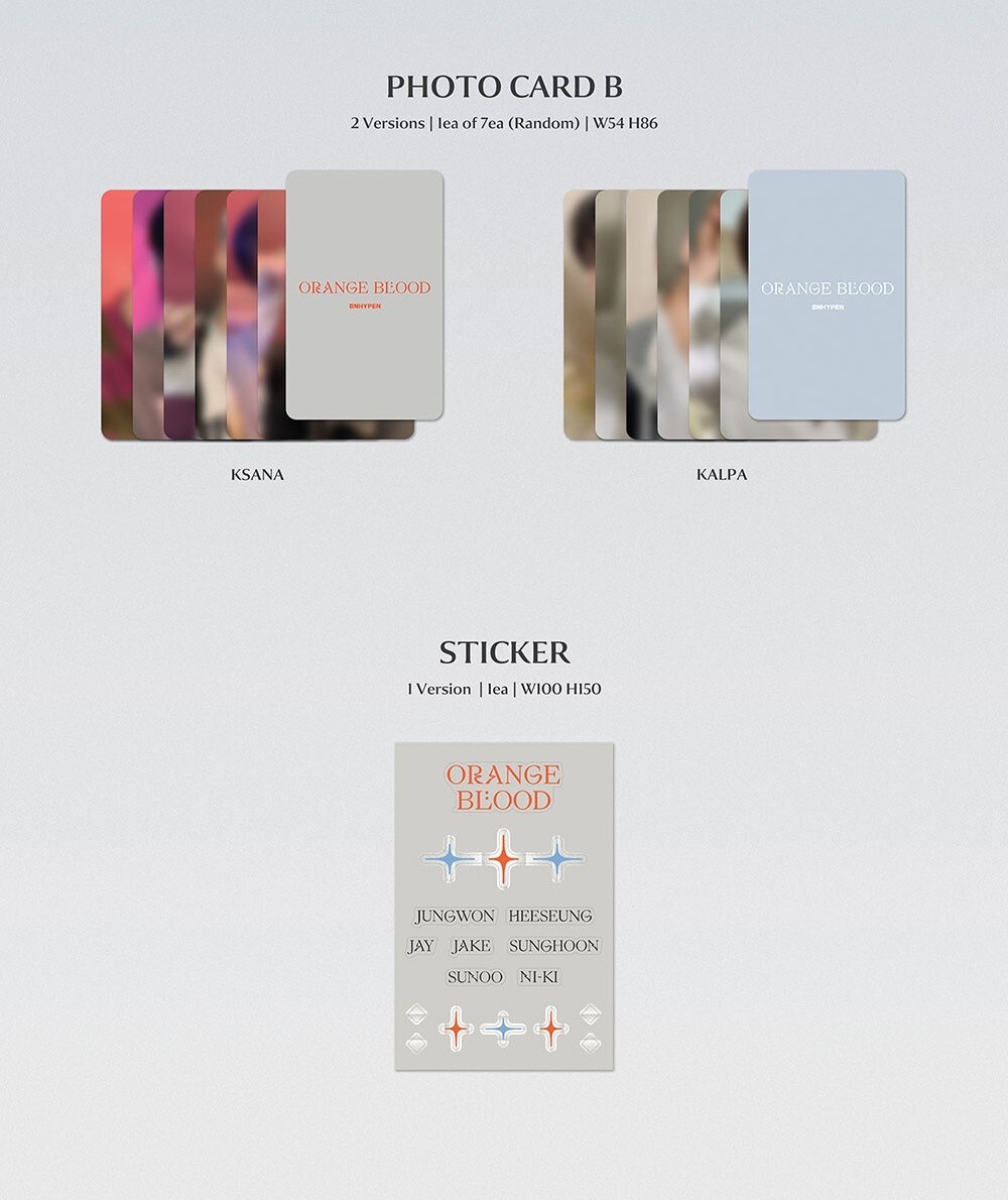 ENHYPEN Album [ORANGE BLOOD] KSANA Ver. CD+92p P.Book+3ea Card+