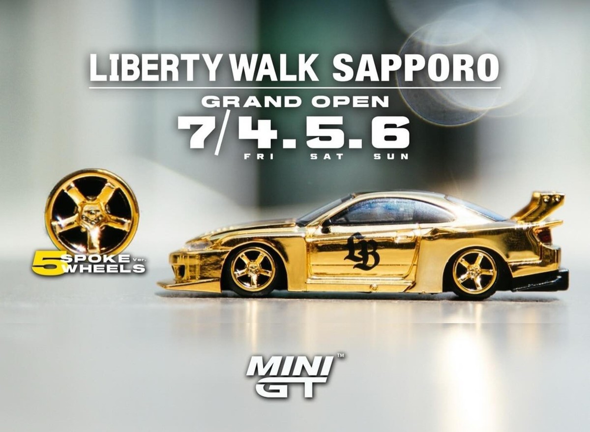 Liberty Walk Sapporo S15 Gold 1/64 MINI GT Car & T-Shirt Set 2025