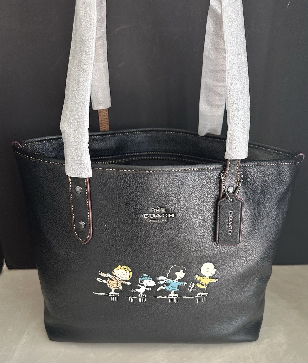 NEW COACH LIMITED EDITION PEANUTS/SNOOPY BLACK LEATHER CITY ZIP