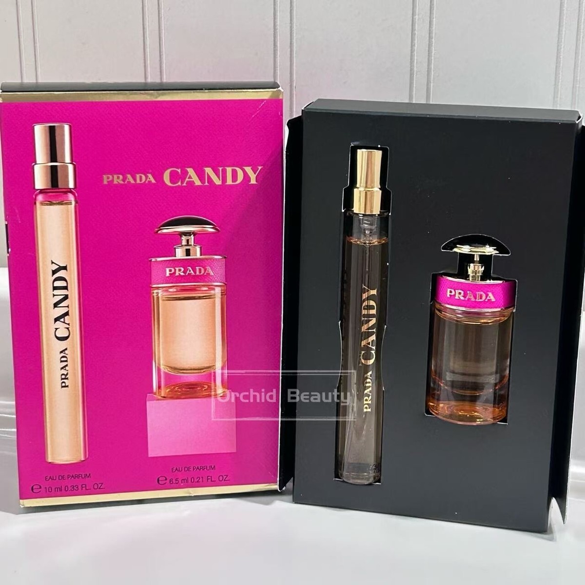 New PRADA CANDY 2PC Gift Set EDP perfume MINI Duo spray 0.33oz +