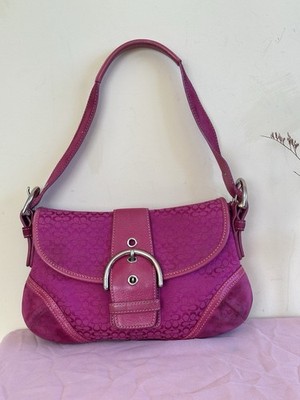 Rare Vintage Coach Soho Hobo Shoulder Bag Rose red Leather And