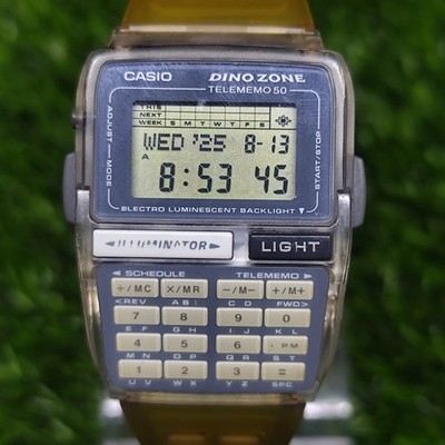 Vintage 90's Casio DBC-63 Dino Zone Transparent Grey Calculator