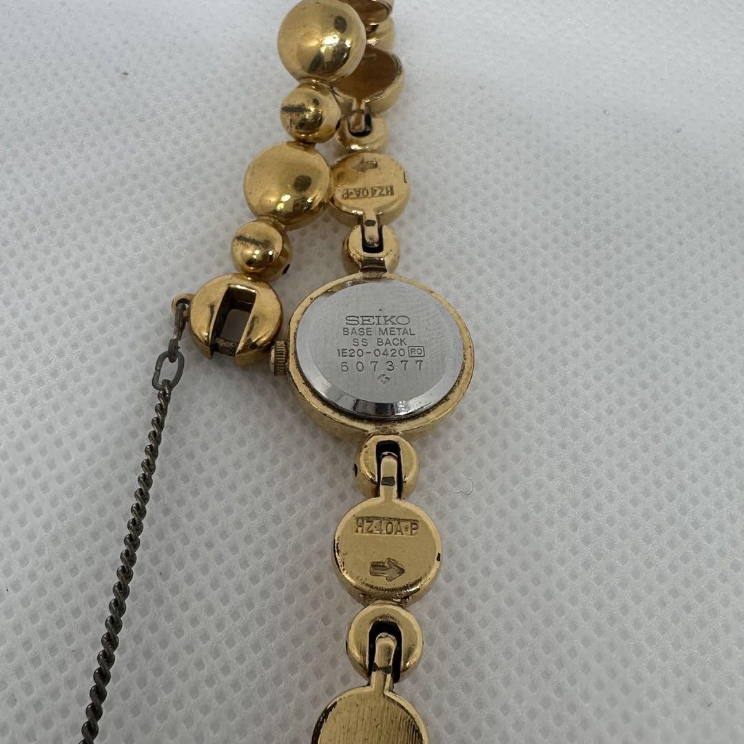 SEIKO 1E20-0420 Gold Ruby Accent Quartz Ladies Watch Vintage Non