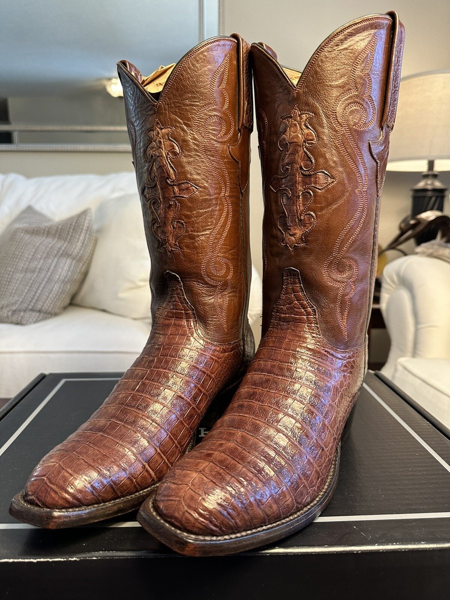 Lucchese Classics Mens Handmade Mocha Ultra Belly Caiman Inlay