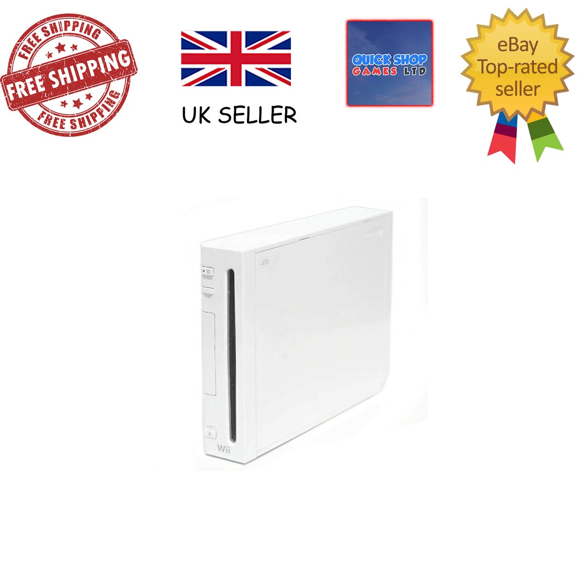 Nintendo Wii Console unit ONLY White replacement working cleaned