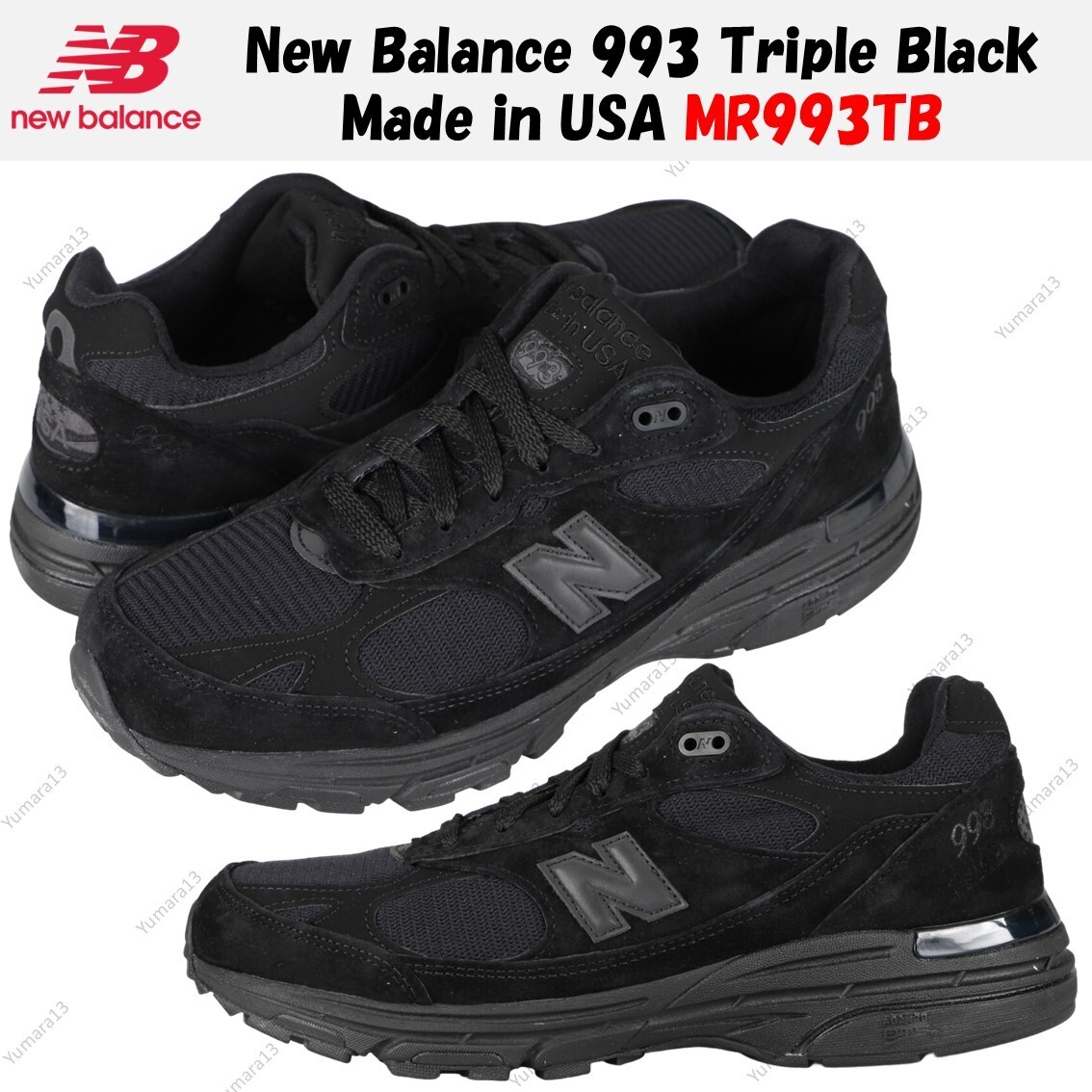 New Balance 993 Triple Black Made in USA MR993TB Men's Size | eBay