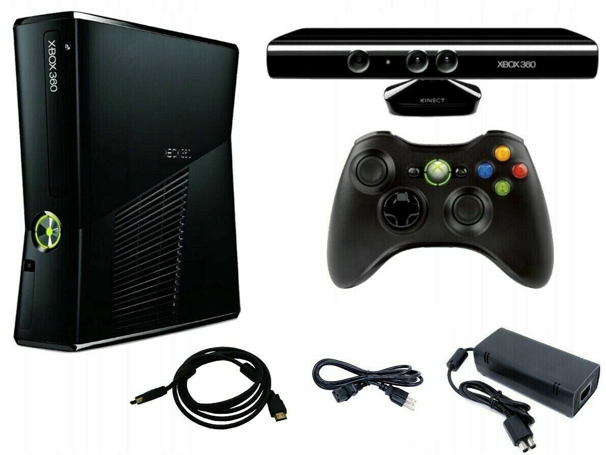 Microsoft Xbox 360 S Slim 4GB Console Bundle Kinect Controller