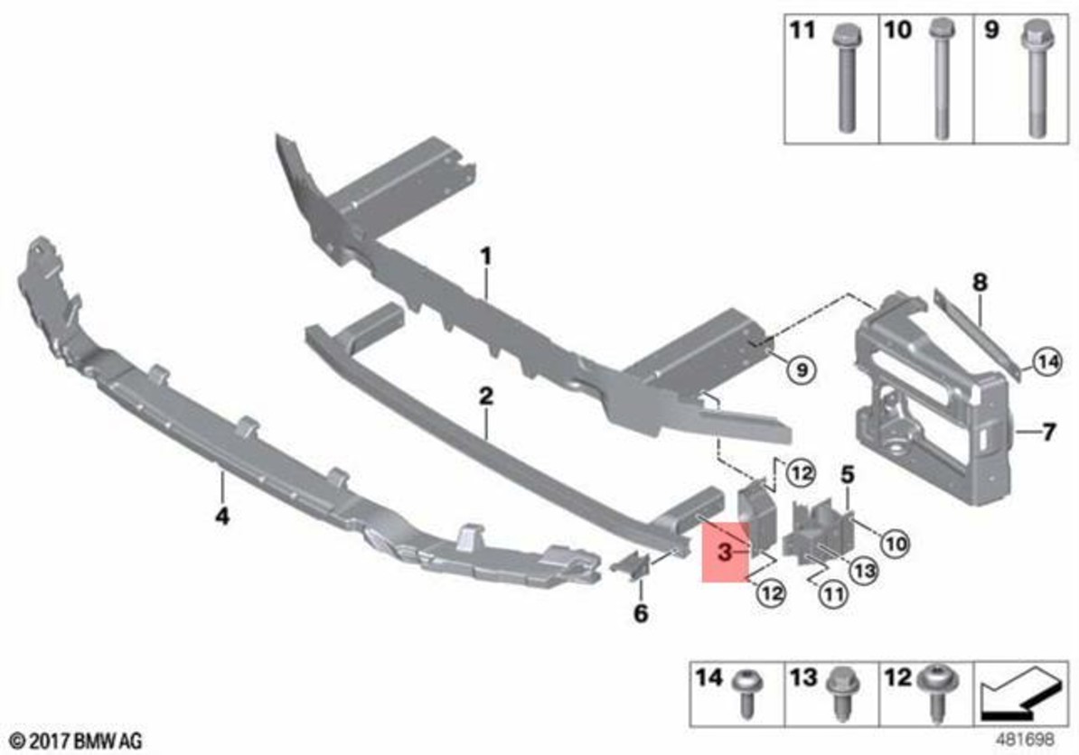 Genuine BMW X3 X4 M G01 G02 G08 X3 18d TX11 Vertical Strut Left