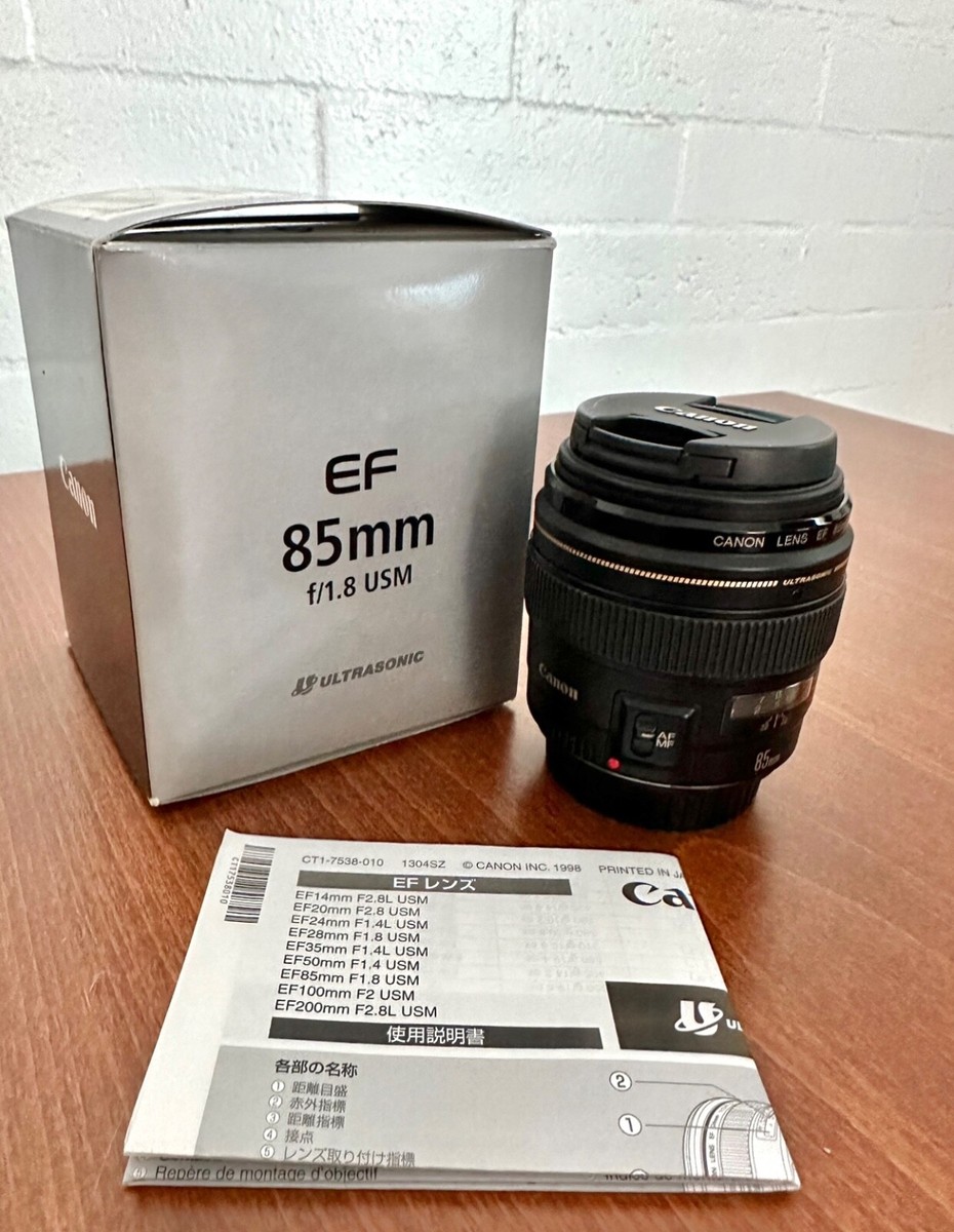 Canon EF 85mm f1.8 USM Camera Lens with box, original paperwork