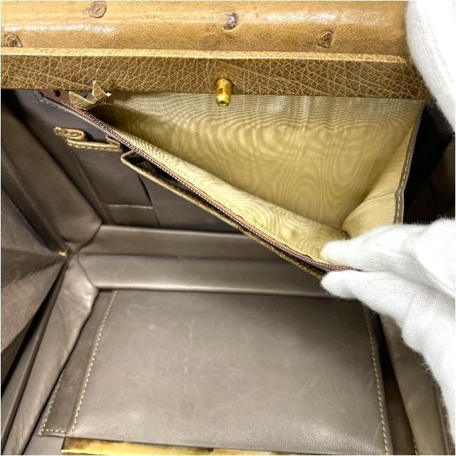 MORABITO Authentic Vendome Mini Handbag Ostrich Leather Beige W24