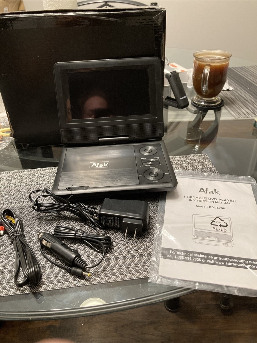 Atak 7 Inch Portable DVD Player Swivel Screen AC or DC Rechargable