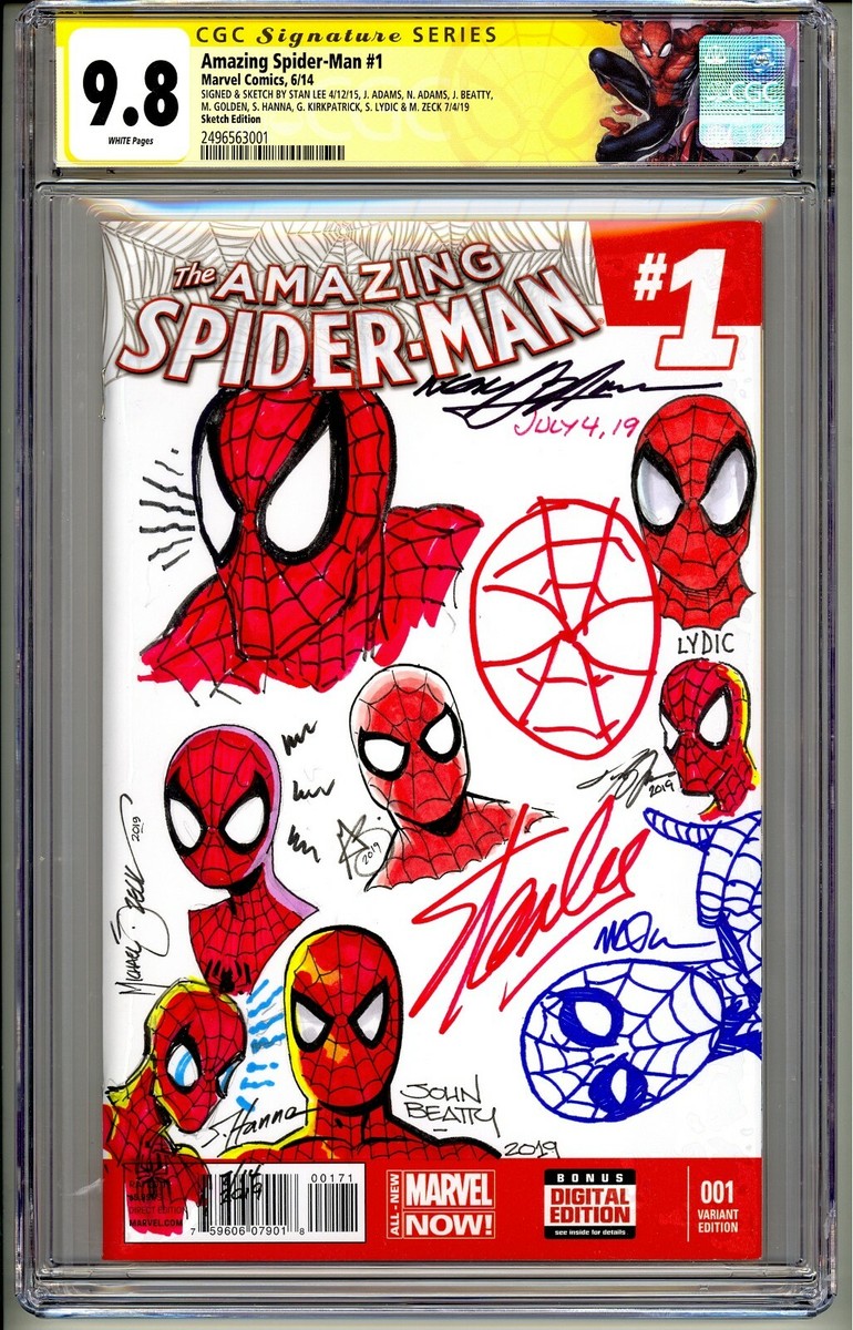 💥AMAZING SPIDER-MAN #1 CGC SS 9.8 SIGNED & SKETCHED STAN LEE & 8