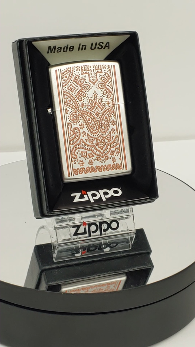 Zippo Marlboro Exclusive ORANGE PAISLEY on 205 Satin Chrome