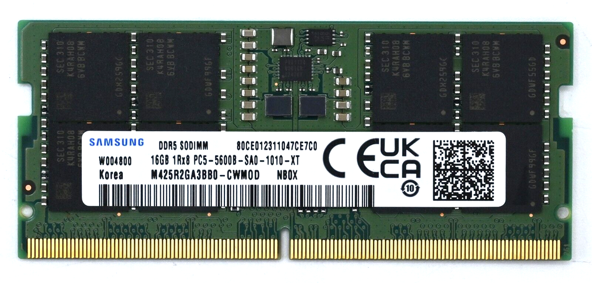 Samsung 16GB DDR5 5600 MHz SODIMM 1Rx8 Laptop Memory RAM